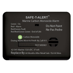 SafeTAlert 62 Series Carbon Monoxide Alarm  12V  62541Marine  Surface Mount  Black