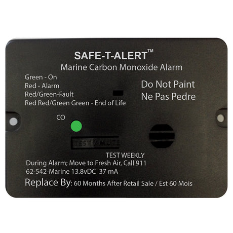 SafeTAlert 62 Series Carbon Monoxide Alarm wRelay  12V  62542RMarine  Flush Mount  Black