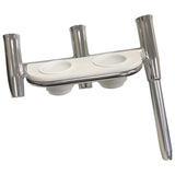 Tigress Offset Triple Rod Holder wCup Holders  Port Side  Polished Aluminum