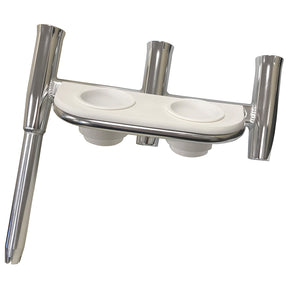 Tigress Offset Triple Rod Holder wCup Holders  Starboard Side  Polished Aluminum