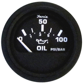 Faria Euro Black 2 Oil Pressure Gauge 100 PSI
