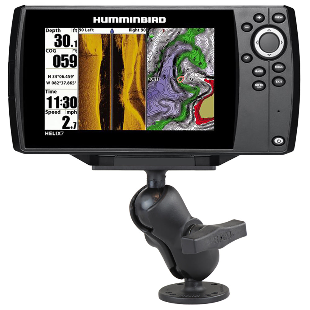 RAM Mount 15 Ball Mount w25 Round Base Short Arm  2 x 4 Plate fHumminbird Helix 7 Only