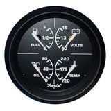 Faria Euro Black 4 Multifunction Gauge  VoltFuelOilWater Temperature