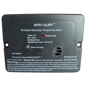 SafeTAlert Combo Carbon Monoxide Propane Alarm  Flush Mount  Mini  Black