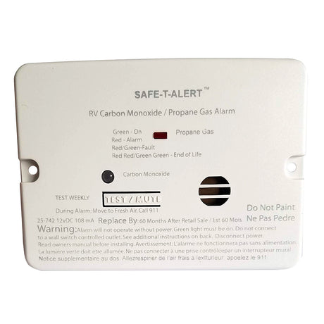 SafeTAlert Combo Carbon Monoxide Propane Alarm  Flush Mount  Mini  White