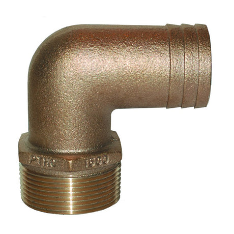 GROCO 112 NPT x 112 ID Bronze 90 Degree Pipe to Hose Fitting Standard Flow Elbow