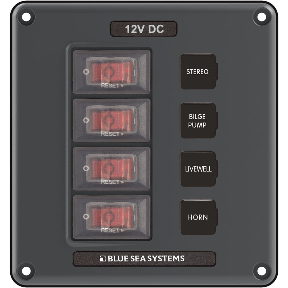 Blue Sea 4320 Circuit Breaker Switch Panel 4 Position  Gray