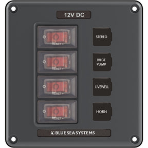 Blue Sea 4320 Circuit Breaker Switch Panel 4 Position  Gray