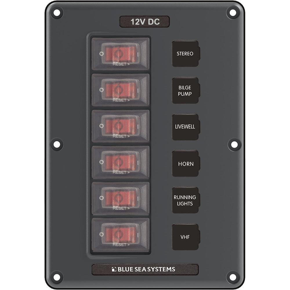 Blue Sea 4322 Circuit Breaker Switch Panel 6 Position  Gray