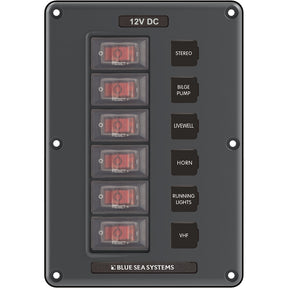 Blue Sea 4322 Circuit Breaker Switch Panel 6 Position  Gray