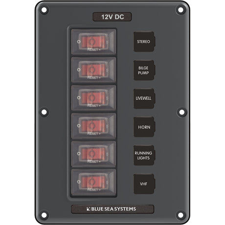 Blue Sea 4322 Circuit Breaker Switch Panel 6 Position  Gray