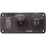 Blue Sea 4363 Water Resistant USB Accessory Panels  15A Circuit Breaker 12V Socket 21A Dual USB Charger