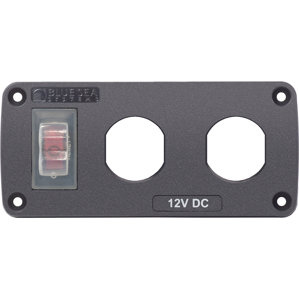 Blue Sea 4364 Water Resistant USB Accessory Panel  15A Circuit Breaker 2x Blank Apertures