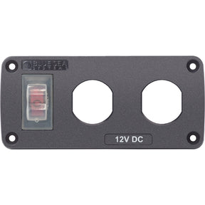 Blue Sea 4364 Water Resistant USB Accessory Panel  15A Circuit Breaker 2x Blank Apertures