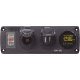 Blue Sea 4366 Water Resistant USB Accessory Panel  Circuit Breaker 12V Socket Dual USB Charger Mini Voltmeter