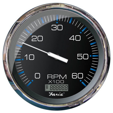 Faria Chesapeake Black 5 Tachometer wDigital Hourmeter  6000 RPM Gas Inboard
