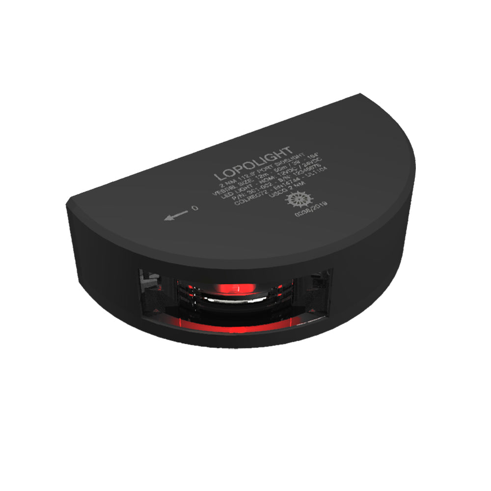 Lopolight Series 301002  Port Sidelight  2NM  Vertical Mount  Red  Black Housing