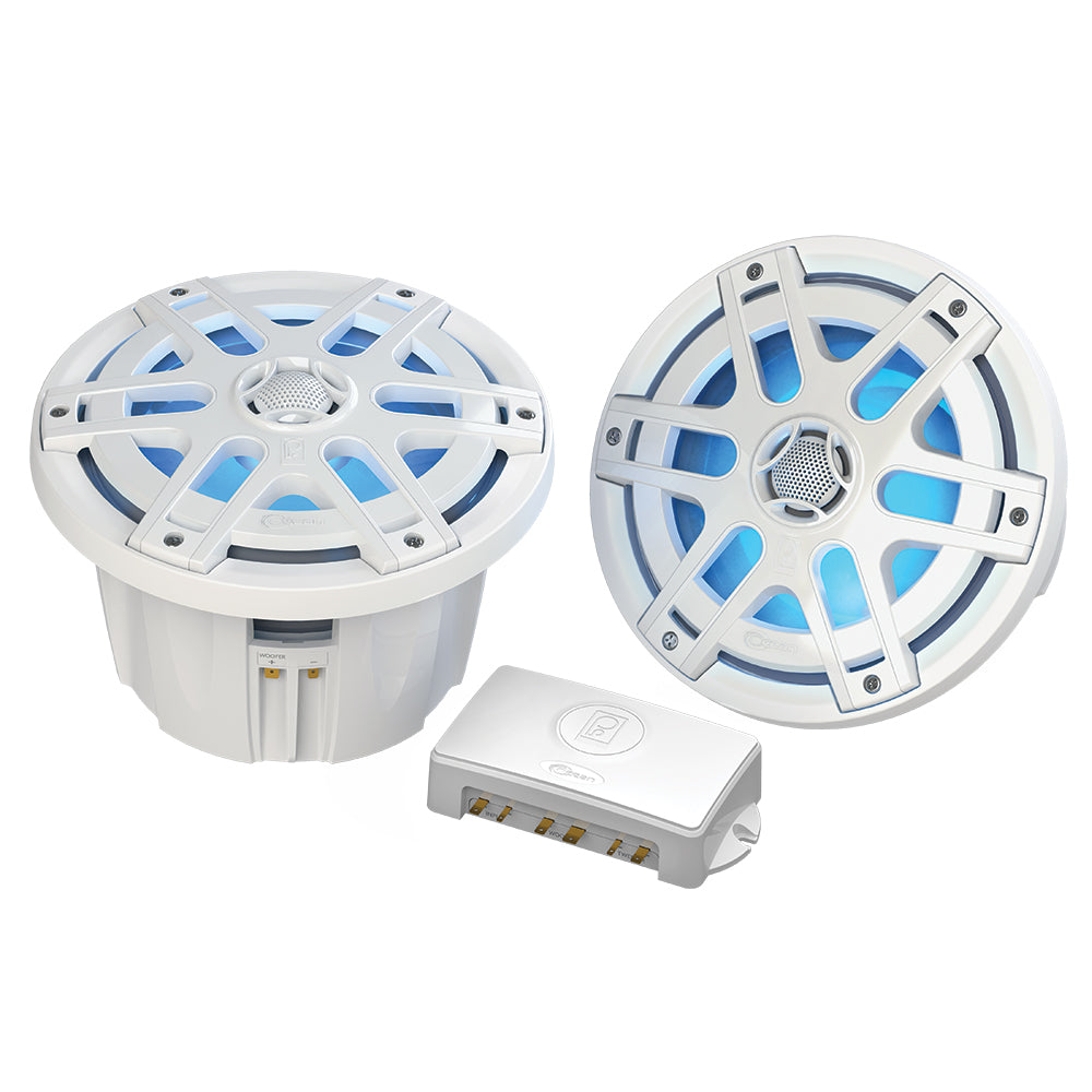 PolyPlanar MAOC8 8 500 Watt Waterproof Blue LED Speaker  White