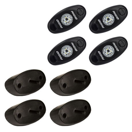 RIGID Industries ASeries Rock Light Kit  4 Cool White Lights  Black