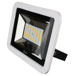 Lunasea 35W Slimline LED Floodlight 1224V Cool White 4800 Lumens 3 Cord  White Housing