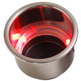 SeaDog LED Flush Mount Combo Drink Holder wDrain Fitting  Red LED