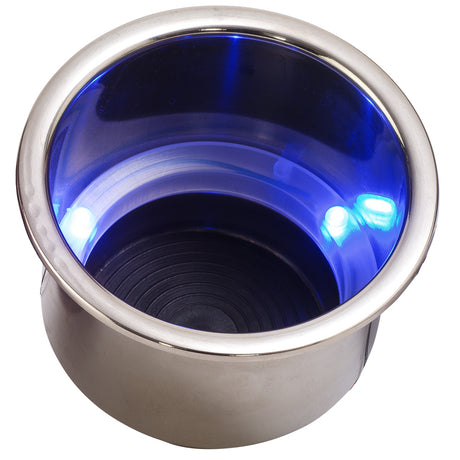 SeaDog LED Flush Mount Combo Drink Holder wDrain Fitting  Blue LED