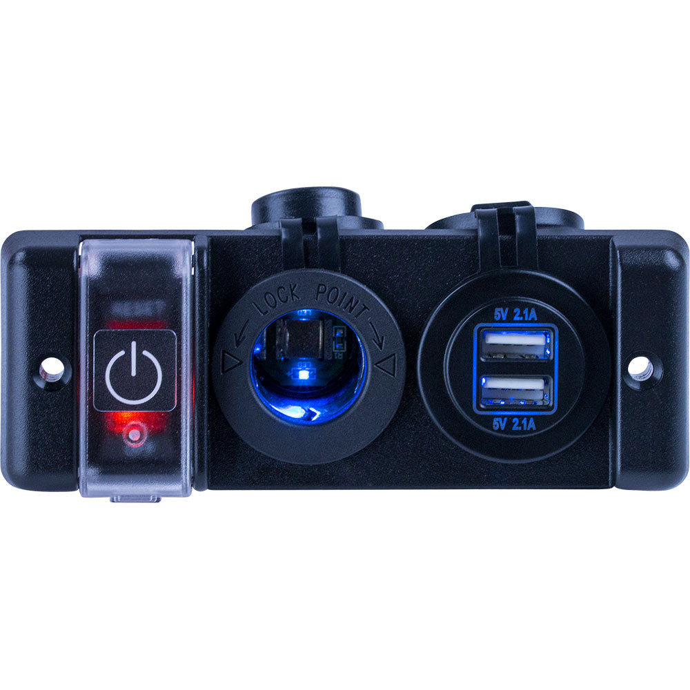 SeaDog Double USB  Power Socket Panel wBreaker Switch