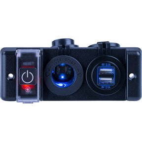 SeaDog Double USB  Power Socket Panel wBreaker Switch