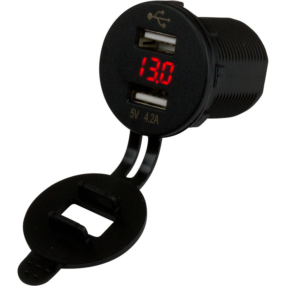 SeaDog Dual USB SocketVoltmeter wHidden Display