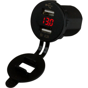 SeaDog Dual USB SocketVoltmeter wHidden Display