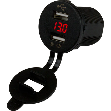 SeaDog Dual USB SocketVoltmeter wHidden Display