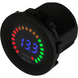 SeaDog Round Voltage Meter DC  5V15V wRainbow Dial