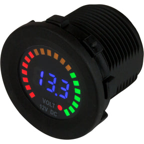 SeaDog Round Voltage Meter DC  5V15V wRainbow Dial