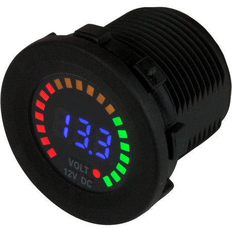 SeaDog Round Voltage Meter DC  5V15V wRainbow Dial