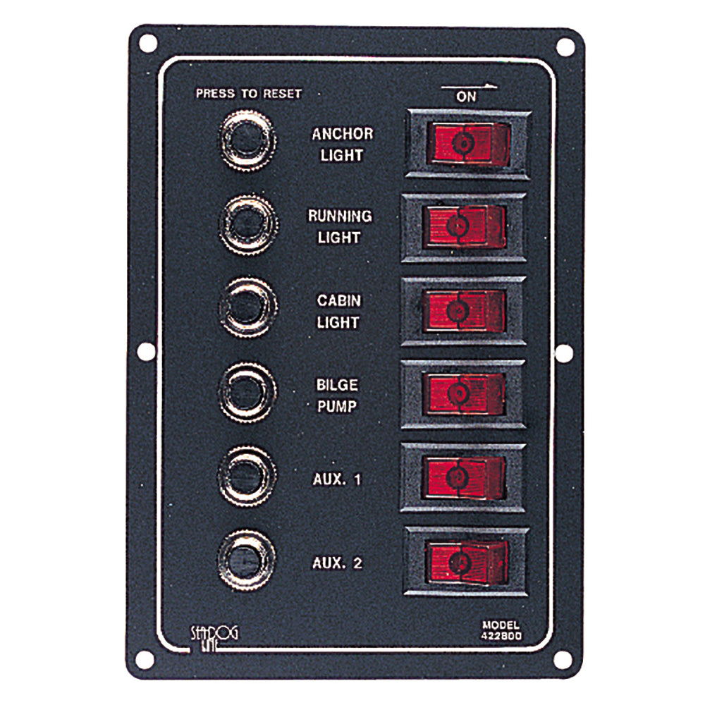 SeaDog Aluminum Circuit Breaker Panel  6 Circuit