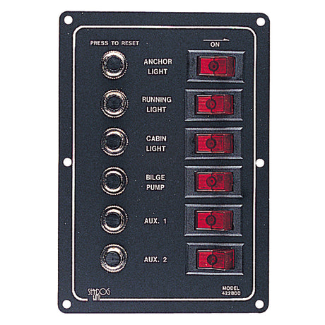 SeaDog Aluminum Circuit Breaker Panel  6 Circuit