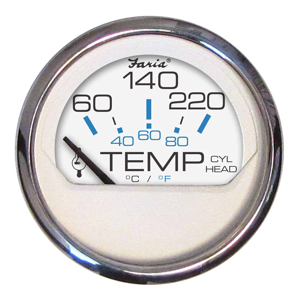 Faria Chesapeake White SS 2 Cylinder Head Temperature Gauge 60220F