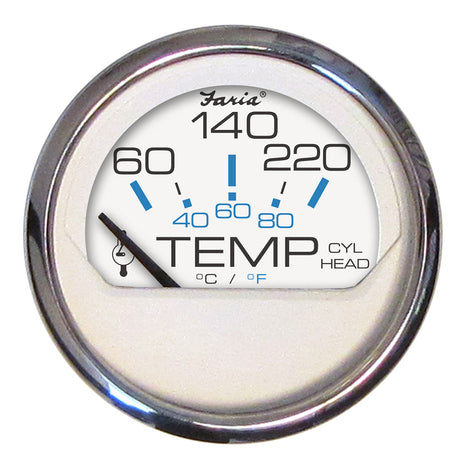 Faria Chesapeake White SS 2 Cylinder Head Temperature Gauge 60220F