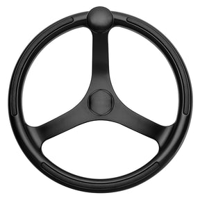 Schmitt Marine Primus Wheel 135 Black 34 Tapered Shaft wKnob Finger Grips  Black Powder Coat