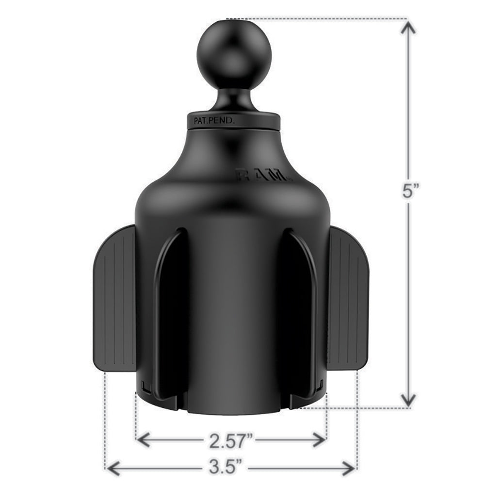 RAM Mount RAM Stubby Cup Holder Mount wDiamond Plate