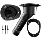 Mate Series Plastic Rod  Cup Holder 30 Closed wOval Top fKayaks  Black