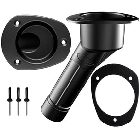 Mate Series Plastic Rod  Cup Holder 30 Closed wOval Top fKayaks  Black