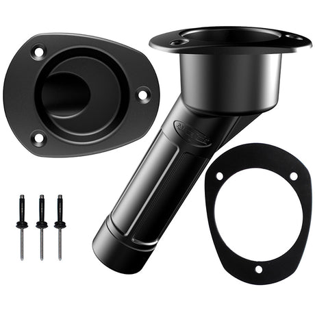Mate Series Plastic Rod  Cup Holder 30 Closed wOval Top fKayaks  Black
