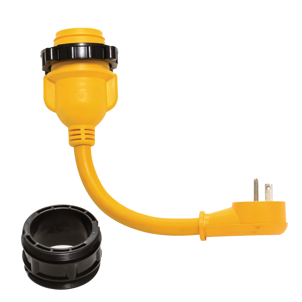 Camco PowerGrip Locking Adapter  15A125V Male to 30A125V Female Locking