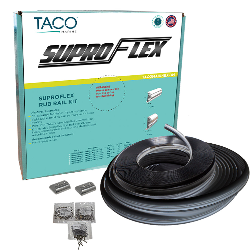 TACO SuproFlex Rub Rail Kit  Black wFlex Chrome Insert  16H x 78W x 60L