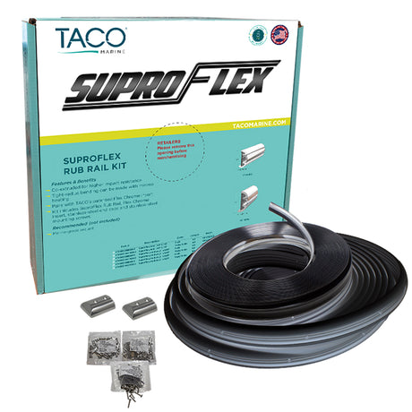 TACO SuproFlex Rub Rail Kit  Black wFlex Chrome Insert  2H x 12W x 80L