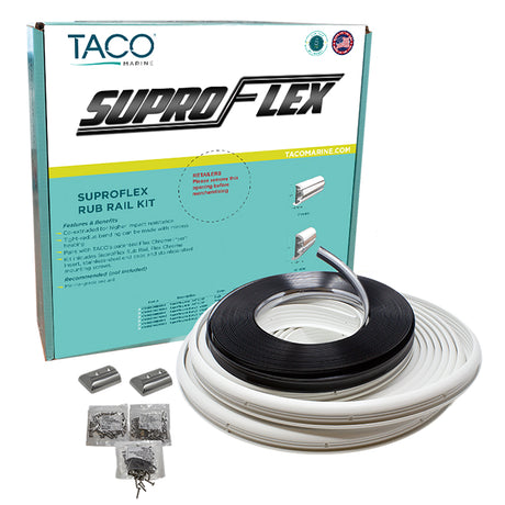TACO SuproFlex Rub Rail Kit  White wFlex Chrome Insert  2H x 3132W x 80L