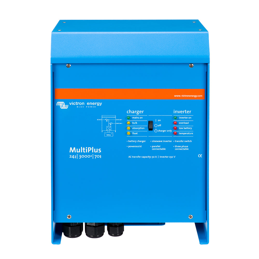Victron Multiplus InverterCharger 24VDC  3000VA  120VAC w 70AMP Charger  50AMP Transfer Switch  UL Approved