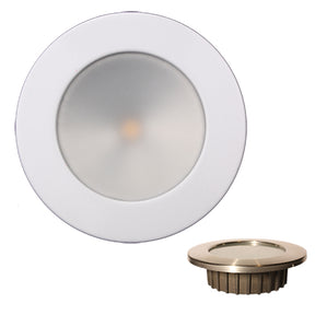 Lunasea Gen3 Warm White RGBW Full Color 35 IP65 Recessed Light wWhite Stainless Steel Bezel  12VDC