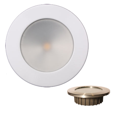 Lunasea Gen3 Warm White RGBW Full Color 35 IP65 Recessed Light wWhite Stainless Steel Bezel  12VDC